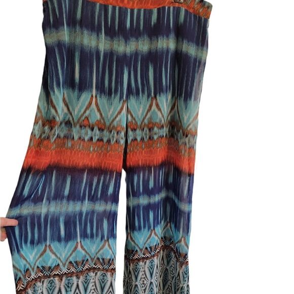 Bisou Bisou Palazzo Sheer Pants Batik Boho Summer Party - Picture 1 of 6